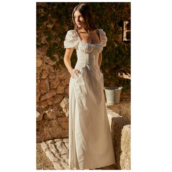 House of CB Felizia White Puff Sleeve Maxi Sundress Size XS - Picture 2 of 16